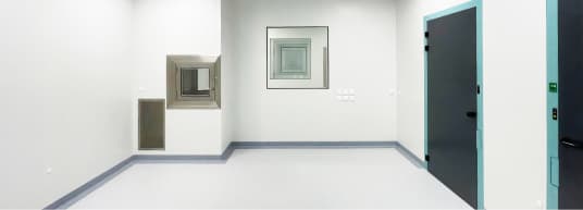 White room with two grey doors