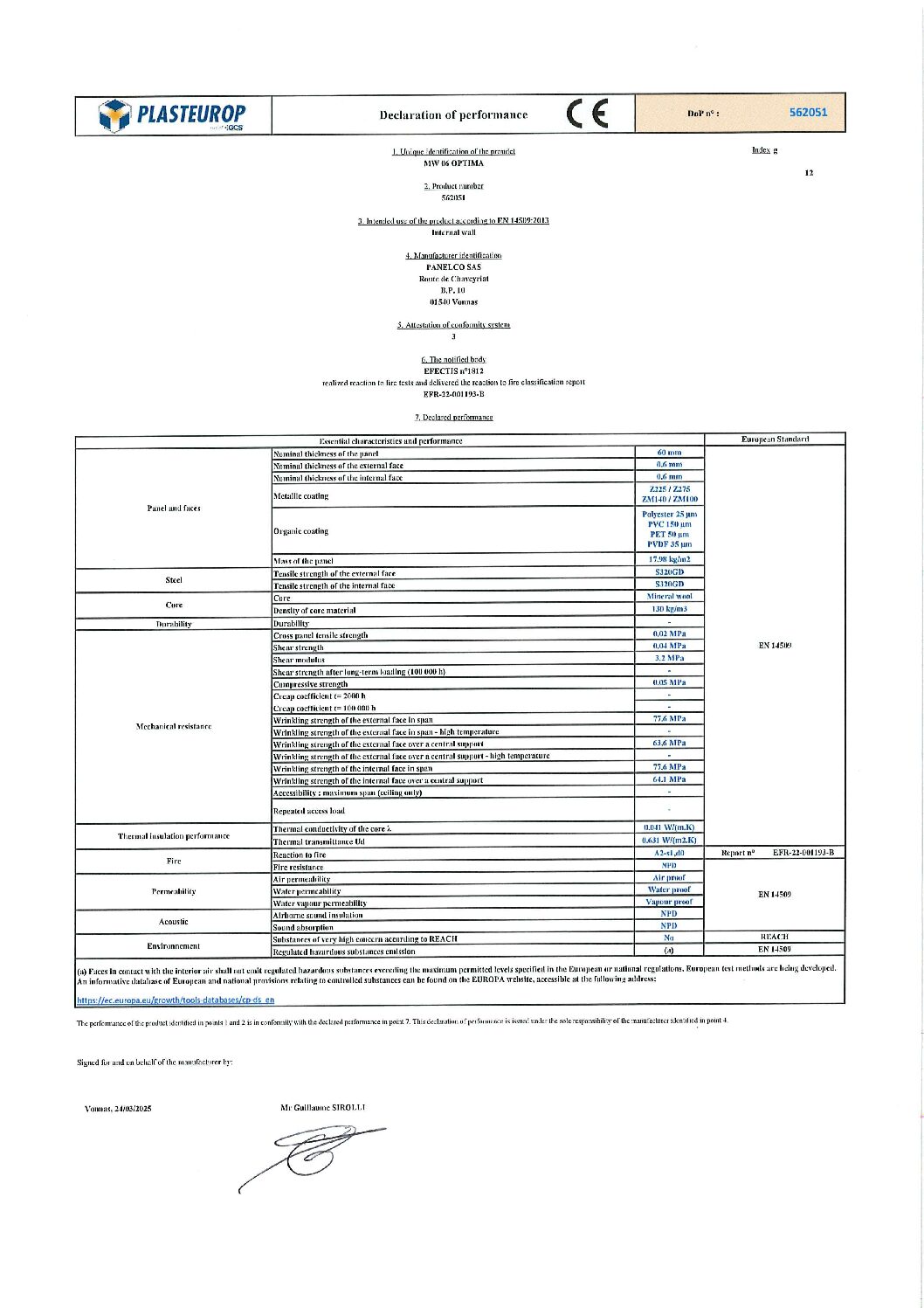 Aperçu de DoP MW 06 Optima 562051 g EN