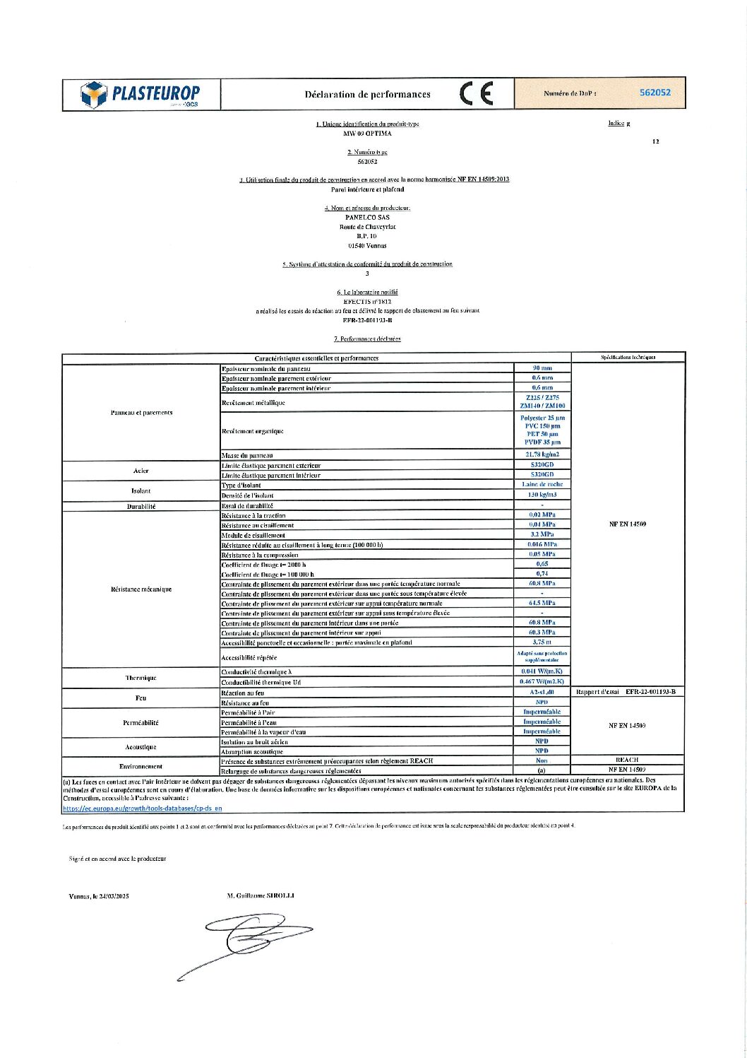 Aperçu de DoP MW 09 Optima 562052 g