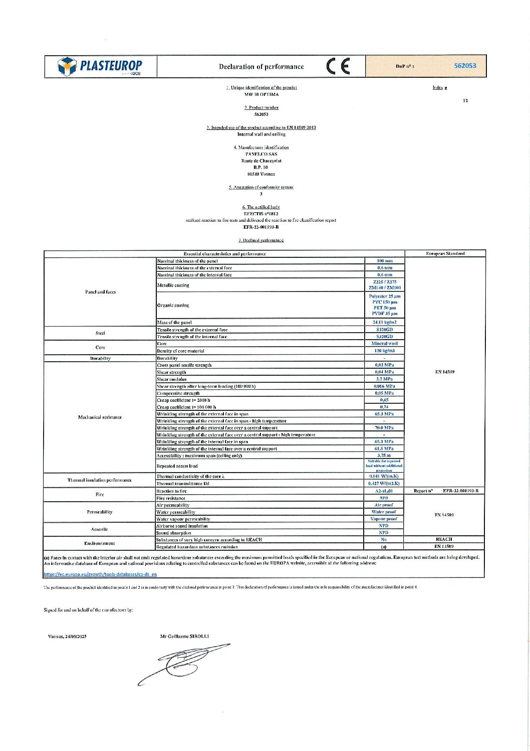 Aperçu de DoP MW 10 Optima 562053 g EN