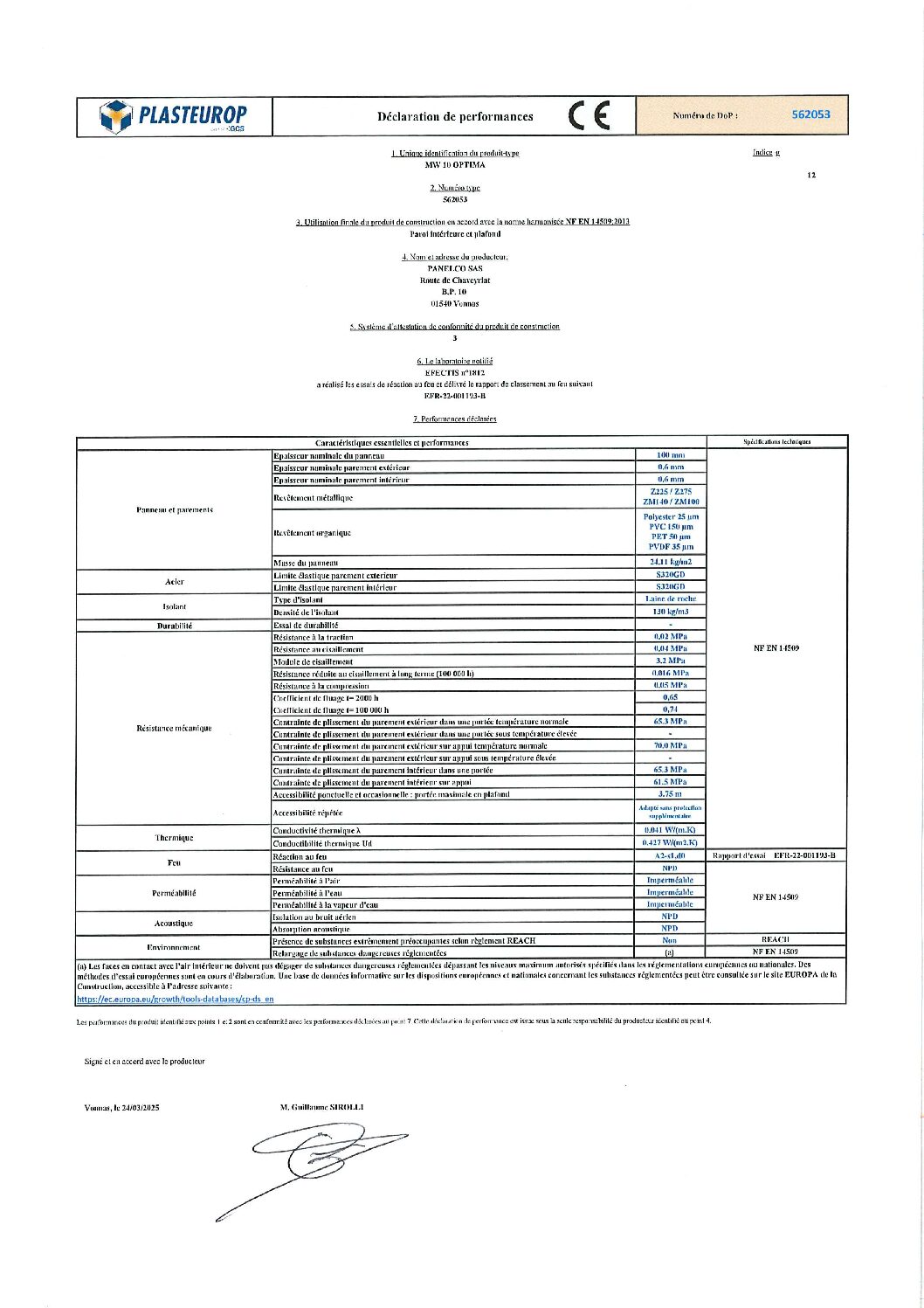Aperçu de DoP MW 10 Optima 562053 g