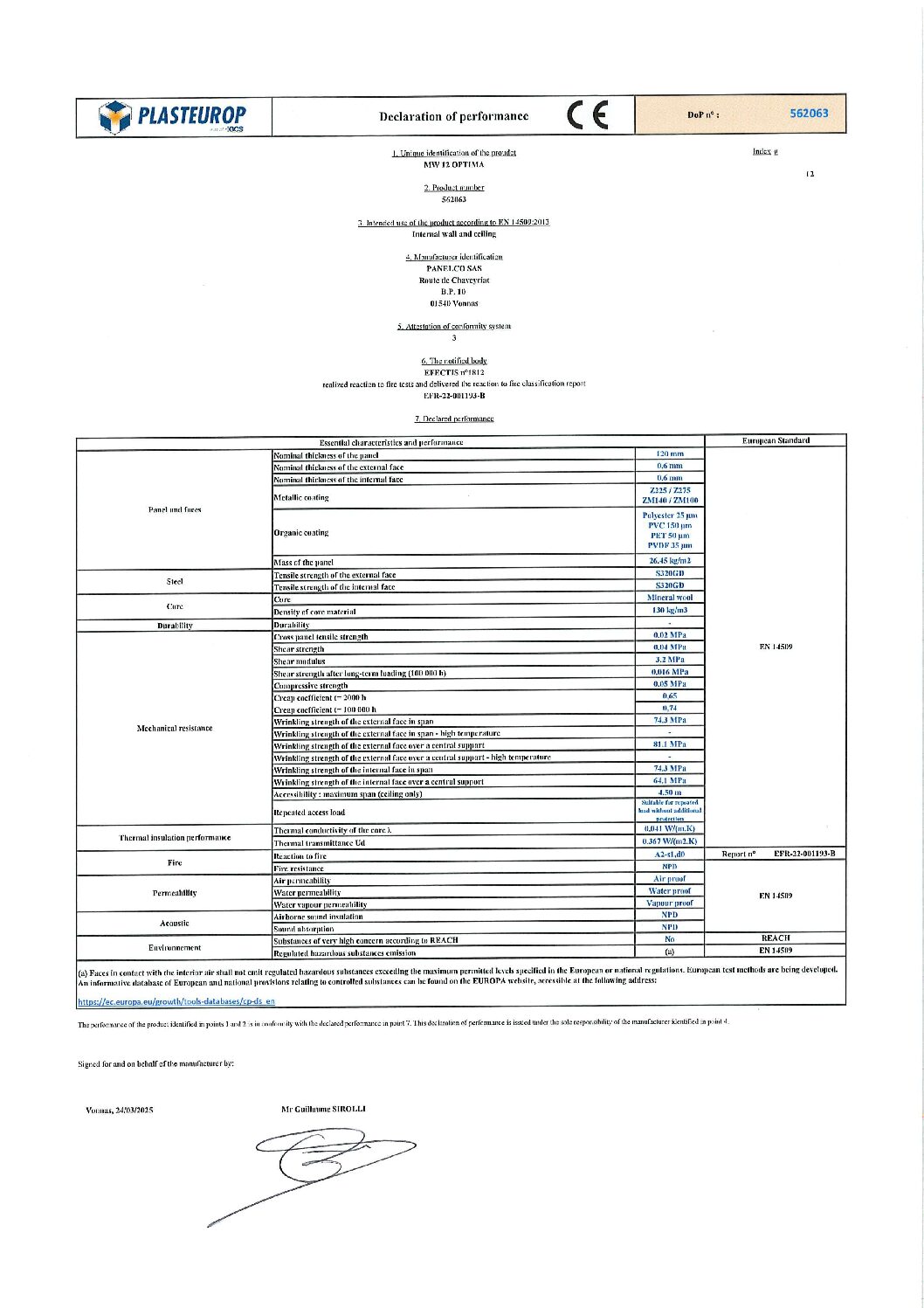 Aperçu de DoP MW 12 Optima 562063 g EN