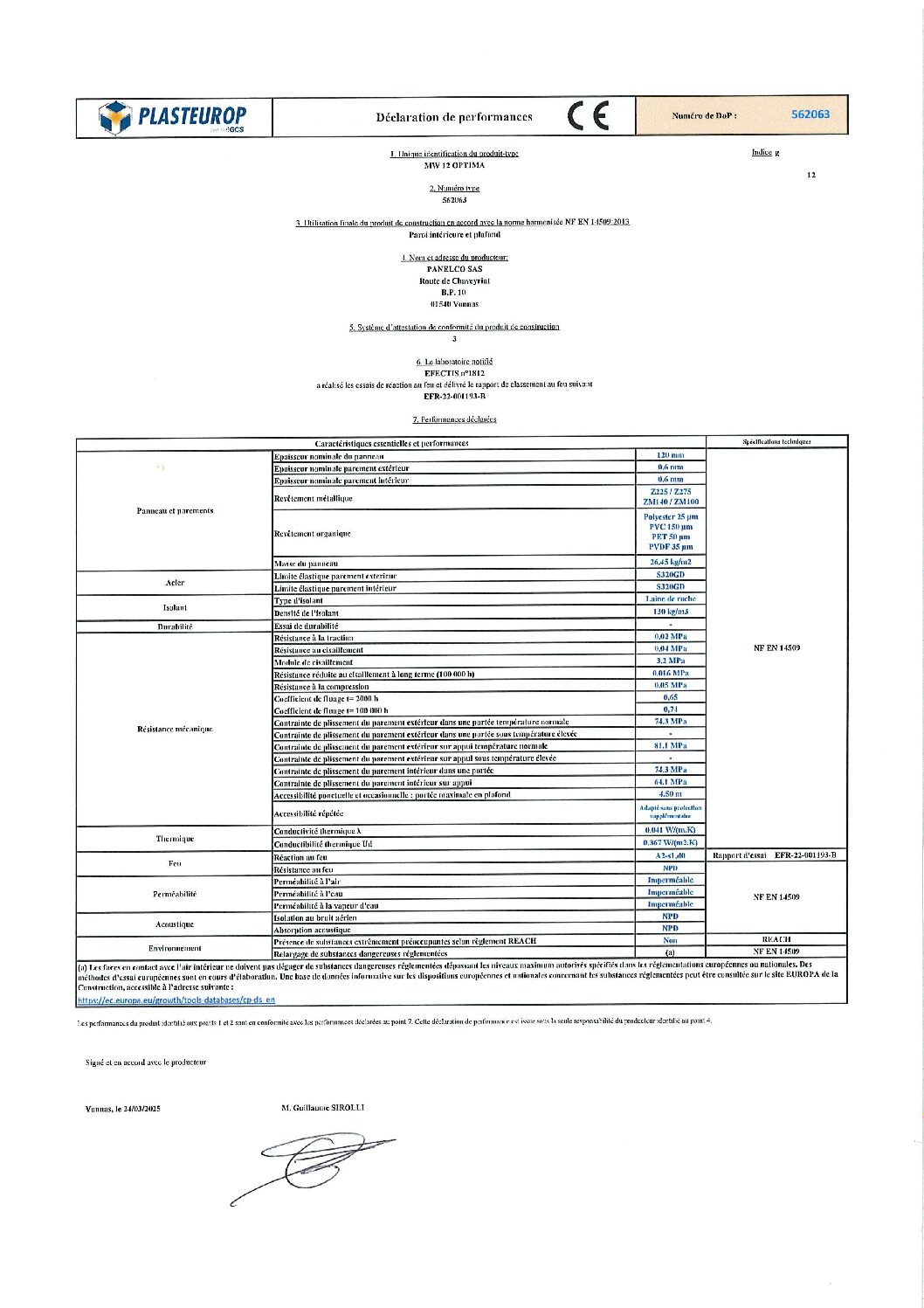 Aperçu de DoP MW 12 Optima 562063 g